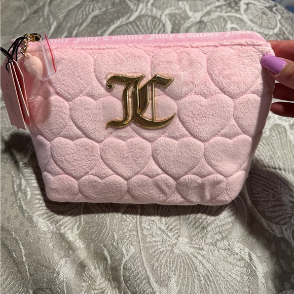 Juicy Couture Handbags - Juicy Couture Pink Heart Cosmetic Bag with Gold Logo